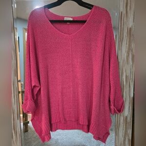 Before You One Size V-Neck Pink Sweater for Women